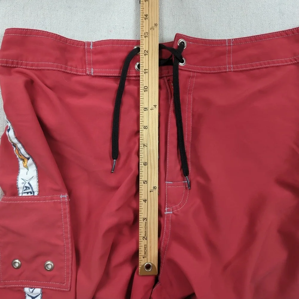 AFTCO Shorts Mens 34 Red Fishing Performance Outdoor Stretch Cargo